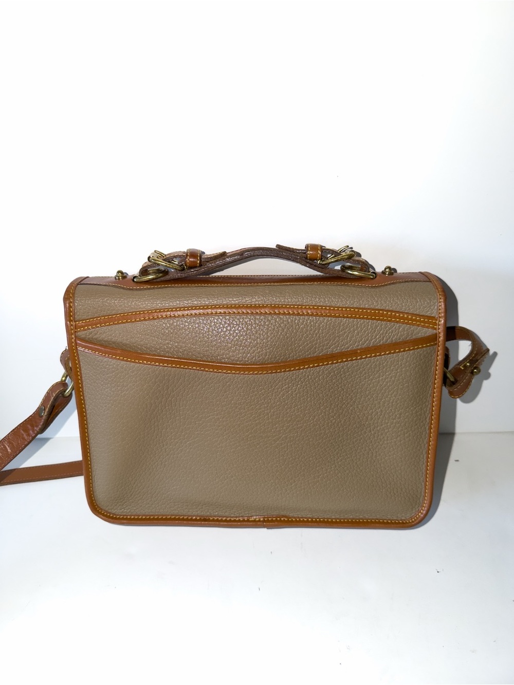 Vintage Dooney & Bourke Carrier Bag Khaki w/Brittish Tan Trim, Large - Picture 5 of 15